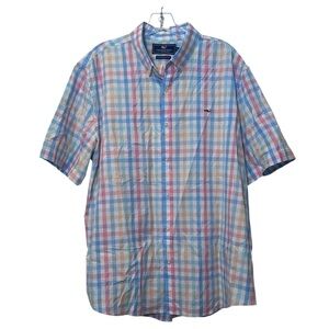Vineyard Vines 2XL Slim Fit Whale Shirt Button Down Plaid Pastels Short Sleeve